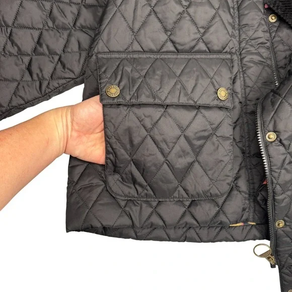 Barbour x Tuckernuck Kinsley Quilted Jacket Black Floral Lined Womens Sz 12 - Picture 12 of 16